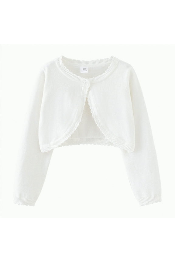 Girls Cardigan Sweaters 10-12 Girls Cardigan Sweater School Uniforms Toddler Long Sleeve Button Knit Solid Sweaters Tops Sweater for Girls(White,9-10 Years)