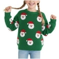 thumbnail image 1 of Jkety Girls Christmas Sweater Toddler Boys Long Sleeve Pullover Sweaters Kids Winter Knit Cotton Crewneck Sweatshirt Green,6-7 Years, 1 of 7