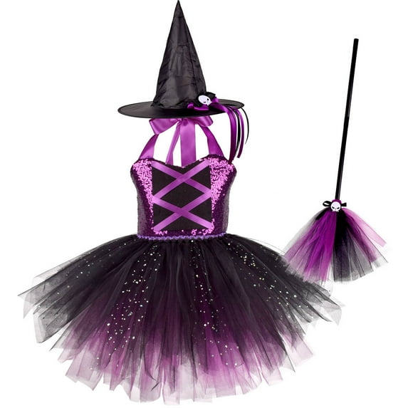 Jkety Girls Halloween Dress Dress for Kids Girls, Cosplay Outfit Costumes for Halloween Birthday School Party Black,5-6 Years