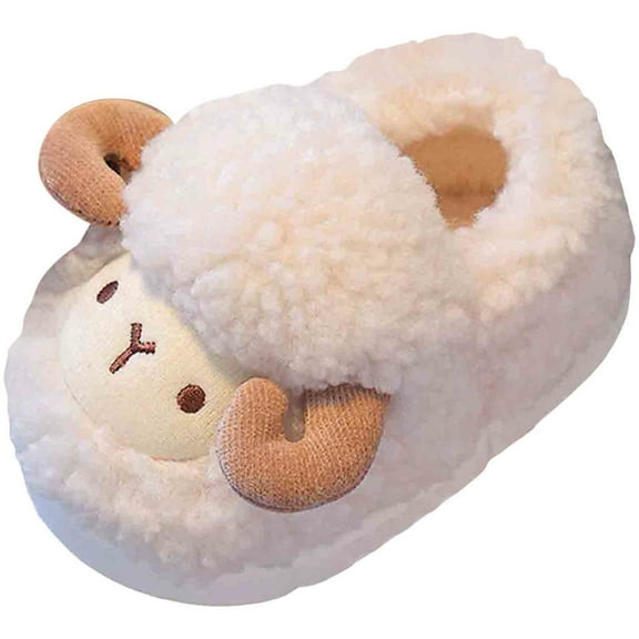 Jkety Girls House Shoes Girls Cute Cartoon Slippers with Memory Foam Kids Plush Warm Winter House Shoes White,8