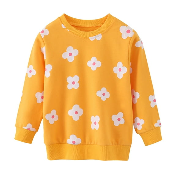 Jkety Girls Puff Long Sleeve Shirts Kids Casual Crewneck Soft Tunic Tops Blouse Toddler Girl Long Sleeve Shirt(Yellow,7 Years)
