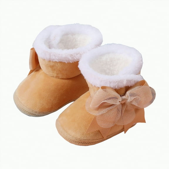 Jkety Girls Shoes Baby Boys Girls Cozy Fleece Boots with Non Skid Bottom Warm Winter Socks Slippers Khaki,5