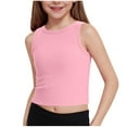 thumbnail image 1 of Jkety Girls Tank Tops Toddler Girls Camisole Tops Solid Racerback Tank Top Sleeveless Sports Tshirts Summer Kids Casual Daily Tees Pink,9-10 Years, 1 of 6