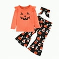 thumbnail image 1 of Jkety Halloween Baby Clothes Halloween Baby Girl Clothes Spooky Ghost Sweatshirt Long Sleeve Shirt Top Pants Fall Toddler Halloween Outfit Girl(Orange,4-5 Years), 1 of 6