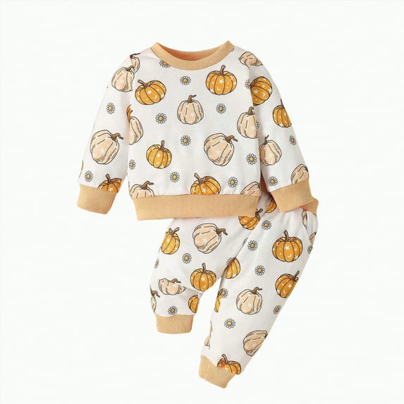 Jkety Halloween Baby Girl Outfit Boys' Girls' Sweatsuit Set 2 PC Fleece Hoodie Sweatshirt and Jogger Sweatpants(Orange,0-6 Months)