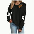 thumbnail image 1 of Jkety Halloween Shirts for Women Halloween Sweatshirts for Women Ghost Pumpkin Long Sleeve Shirt Graphic Tees Fall Pullover Tops(Black,S), 1 of 5