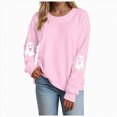 thumbnail image 1 of Jkety Halloween Shirts for Women Long Sleeve Crewneck Casual Dressy Tops Funny Graphic Halloween Fall Fashion Outfits(Pink,L), 1 of 5