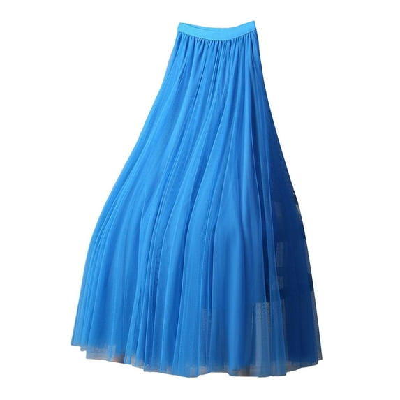 Jkety High Waist Tiered Skirts for Women Flowy Skirts for Women Below Knee with Pockets 2025 Fashion Trendy Womens Skirts Summer Sky Blue,M