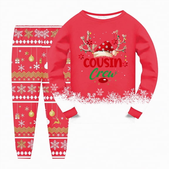 Jkety Ki'ds Christmas Pj'S Bo'y Christmas Pajamas Gi'rls Ki'ds Cotton Sleepwear Pjs Set Red,3-4 Years
