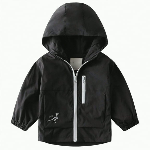 Jkety Kids Fall Jacket Kids Baby Toddler Girls Boys Cartoon Spring Fall Outerwear Windbreaker Zipper Hooded Jackets Coat Black,7-8 Years