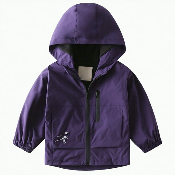 Jkety Kids Waterproof Jacket Boys Outdoor Color Block Fleece Lining Windproof Jackets with Hood Purple,2-3 Years