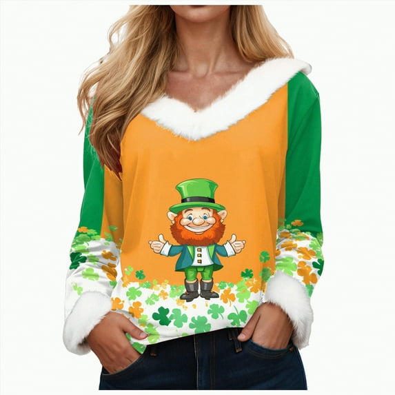 Jkety Ladies Carnival Sweaters Carnival Sweater for Women Sexy Trim Holiday Sweatshirt Plus Size Tops Cute Blouse Yellow,M