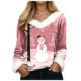 thumbnail image 1 of Jkety Ladies Christmas Sweaters Christmas Shirts for Women Loose Xmas Tree Oversized Graphic Tees Faux V Neck Holiday Tops Blouses Light Pink,XL, 1 of 5