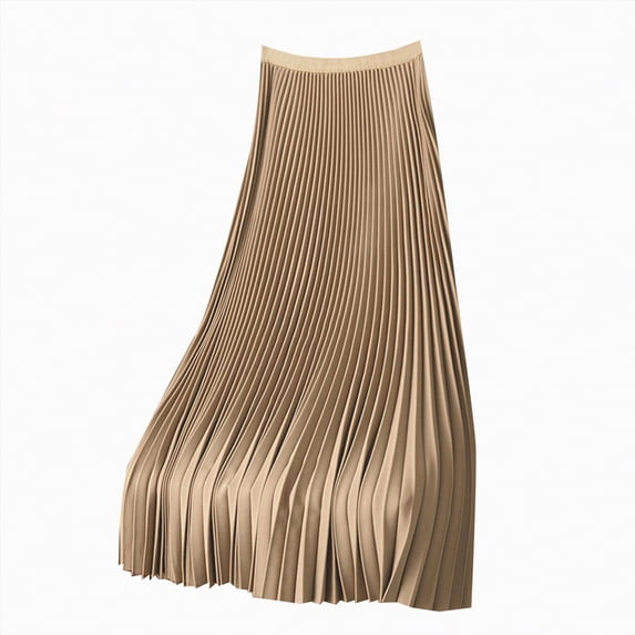 Jkety Linen Skirt Womens Basic Foldable High Waist Regular and Plus Size Maxi Skirts(Beige,3XL)