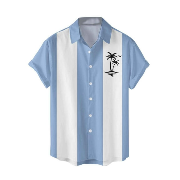 Jkety Mens Shirts Mens Hawaiian Tropical Shirt Short Sleeve Button Down Casual Summer Beach Hawaii with Pocket Blue,3XL
