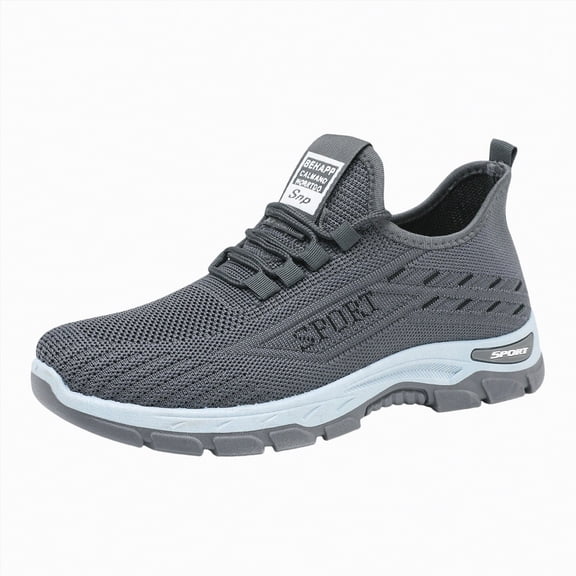 Jkety Mens Shoes Casual Men's Slip on Walking Shoes Ultra Light Breathable Non Slip Running Shoes Casual Fashion Sneakers Mesh Workout Sports Grey,8