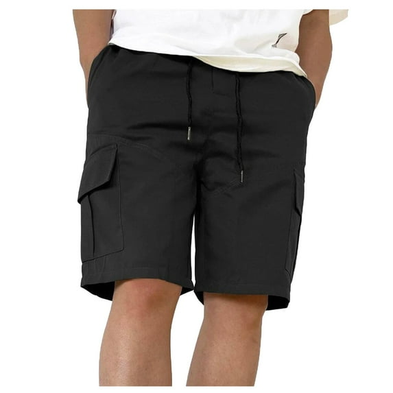 Jkety Mens Shorts Athletic Men's Stretch Waist Casual Shorts with Pockets Black,S