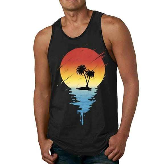 Jkety Mens Tank Tops Summer Men's Tank Tops Sleeveless Shirt Quick Dry Workout Swim Shirt Muscle Athletic Beach (Watermelon Red,M)