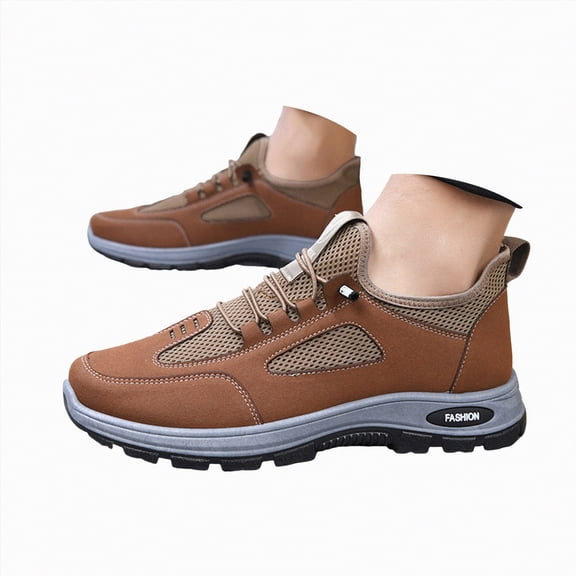Jkety Mens Walking Sneakers Men's Trail Running Shoes Fashion Walking Hiking Sneakers for Men Tennis Cross Training Shoe Outdoor Snearker Mens Casual Workout Footwear Gold,11