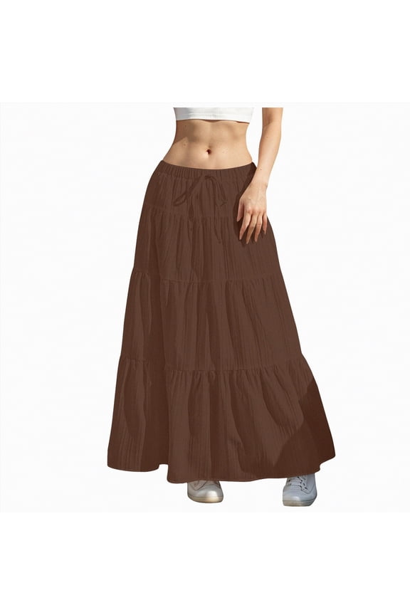 Pencil Skirt for Women Women's Long Maxi Tulle Skirts A Line Ruffle High Waisted Tiered Layered Mesh Tutu Skirt(Coffee,M)