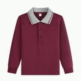 thumbnail image 1 of Jkety Polo Boys Shirt Boys' Jersey Knit Long-Sleeve Polo(Wine,11-12 Years), 1 of 4