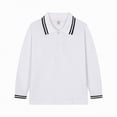 thumbnail image 1 of Jkety Polo Boys Shirt Boys' School Uniform Long Sleeve Polo Shirt, Button Closure, Comfortable & Soft Fabric(Light Purple,12-13 Years), 1 of 4