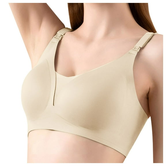 Jkety Push Up Bras for Women Women's Underarm-smoothing With Seamless Stretch Wireless Lightly Lined Comfort Bra Beige,XL