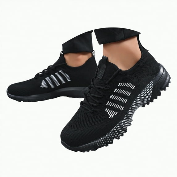 Jkety Running Shoes for Men Men's Mesh Sneakers Slip on Walking Shoes Breathable Comfort Casual Athletic Black,10.5