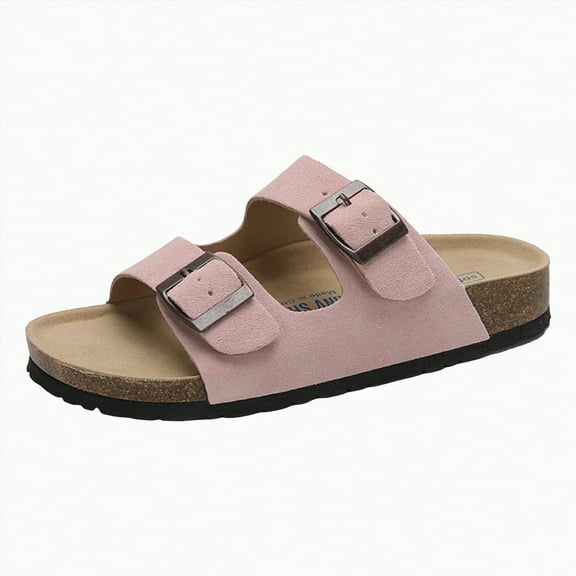 Jkety Sandals Women Womens Sandals - Comfortable Cork Footbed Slides with Memory Foam Beach Essential Summer Sandals for Women Pink,8