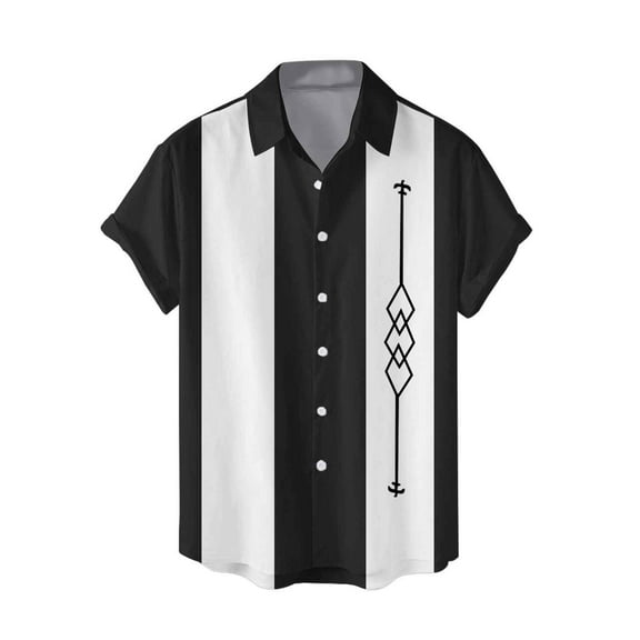 Jkety Shirts for Men Men's Casual Shirt Short Sleeve Button Down Shirt Black,M