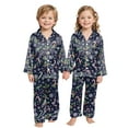 thumbnail image 1 of Jkety Silk Satin Matching Christmas Pajamas for Family Button Down Shirt and Pants Silky Xmas Pjs Sets Holiday Jammies, 1 of 5