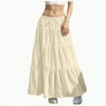 thumbnail image 1 of Jkety Skirts for Women Trendy Women's Casual High Waist Solid/Tie Dye Fold Over Flowy Long Maxi Skirt(Beige,2XL), 1 of 6