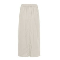 Jkety Summer Clothes for Women's Elastic High Waist Pleated A-line Ruffle Trim Tiered Midi Maxi Skirt White,2XL