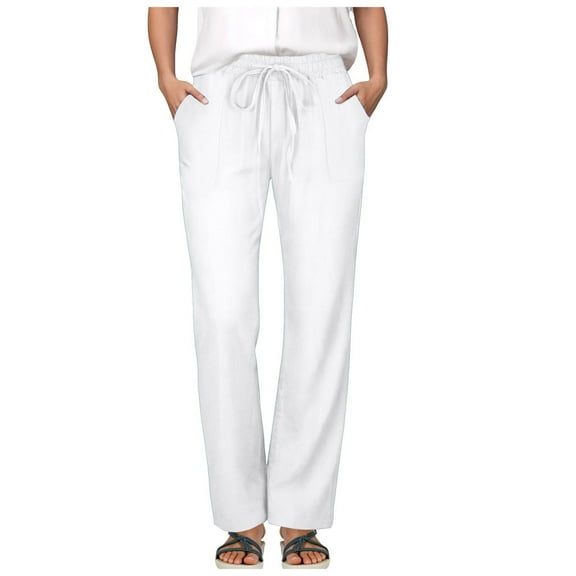 Jkety Summer Pants for Women 2025 Women's Ultra Lux Comfort with Flex Motion Trouser Pant(White,XL)