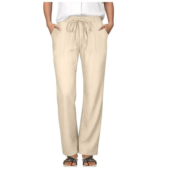 Jkety Summer Pants for Women 2025 womens Plus Size Ultra Lux Comfort Any Wear Wide Leg Pant(Khaki,3XL)