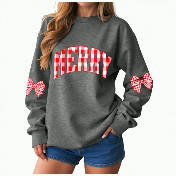 Jkety Sweat Shirts Christmas Sweatshirts for Women Merry Christmas Sweat Shirt for Men Funny Holiday Graphic Tees Hoodie Dark Gray,XL