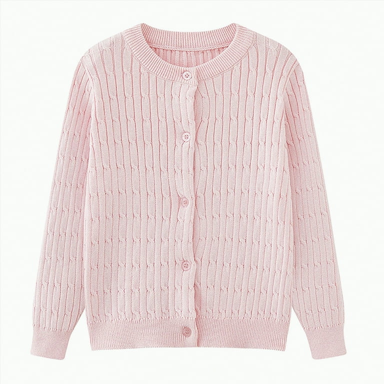 Jkety Sweaters for Girls Girl's Crewneck Lightweight Button-up