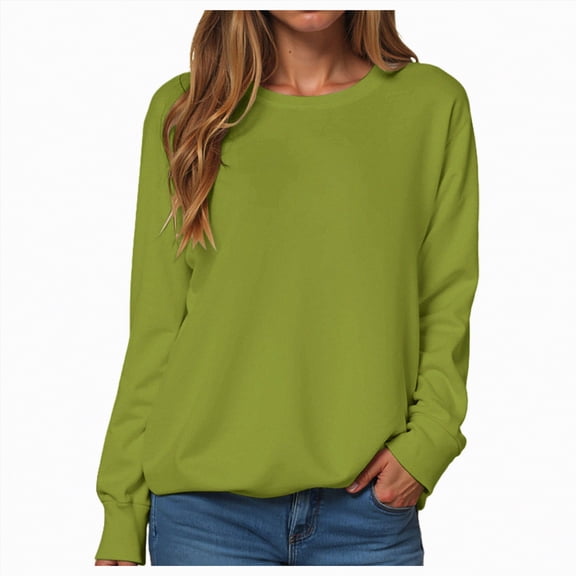 Jkety Sweatshirt for Women Women Fall Tops Long Sleeve Tunic Tops Casual Crew Neck Blouses Color Block Loose Fit T Shirts for Ladies Clothes Green,M
