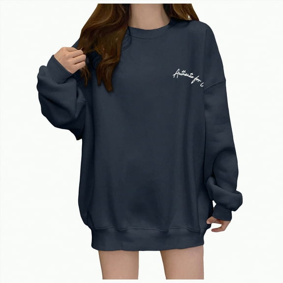 Jkety Sweatshirt for Women Women's Crewneck Shirts Long Sleeve Slim Fit T Shirt Tunic Tops Tee Gray Navy,L