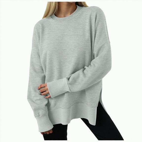 Jkety Sweatshirt for Women Women's Sweaters Long Sleeve Soft Lightweight Basic Knitted Pullover Sweater Grey,L