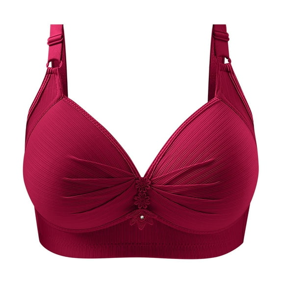 Jkety T Shirt Bra Womens Wireless Bras Push Up Support Full Coverage Bralettes No Underwire Bra Comfortable Everyday Seamless Tshirt Bras Wine,44