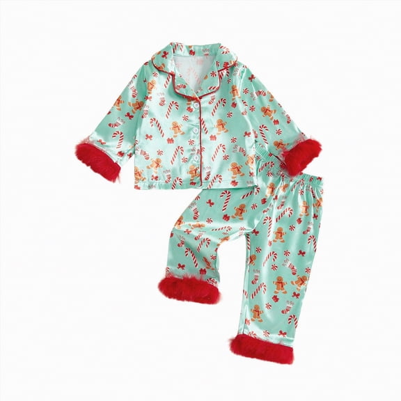Jkety T`oddler B'aby G`irls Silk Satin Pajamas Set Feather Trim Long Sleeve Botton Shirt Tops Pajama Pant Fuzzy Lounge Pjs(Light Green,7-8 Years)