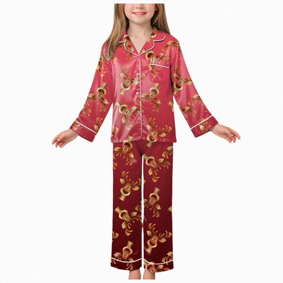 Jkety T`oddler K'ids B'aby G`irl Solid Pjs Ruffle Long Sleeve Button Shirt Top and Pants Cotton 2Piece Pajamas Set(Watermelon Red,7-8 Years)
