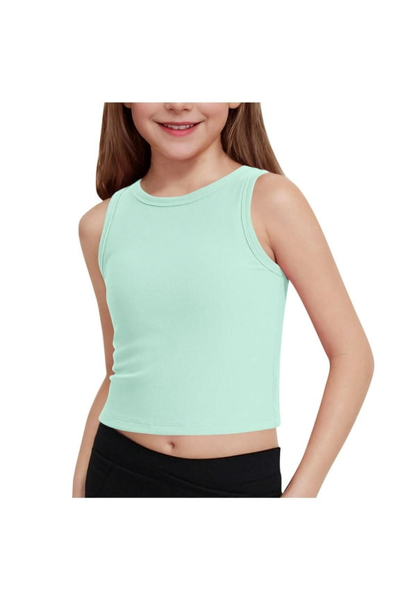 Toddler Tank Tops Girls Girls Dance Tank Tops Racerback Crop Tops Sleeveless Dance Clothes for Girls Gymnastics Mint Green,7-8 Years