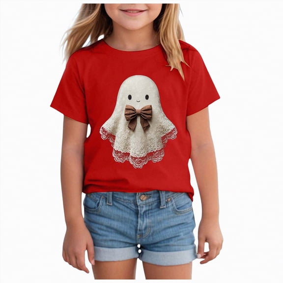 Jkety Tshirt for Girls Girls' and Toddler All Holiday Embroidered Short Sleeve T-Shirt(Red,9-10 Years)