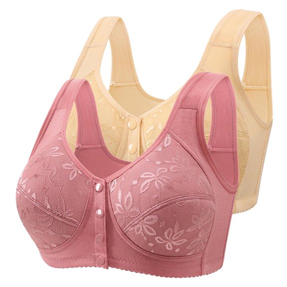 Jkety Wireless Bras for Women Women's Full Figure Front Closure Bra, Beauty Back Smoothing, Lightly Lined Brown,3XL