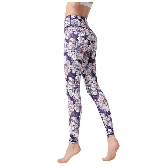 Jkety Women'S Pants Yoga Leggings with Pockets for Women, Soft High Waisted Tummy Control Workout Pants(Purple,L)
