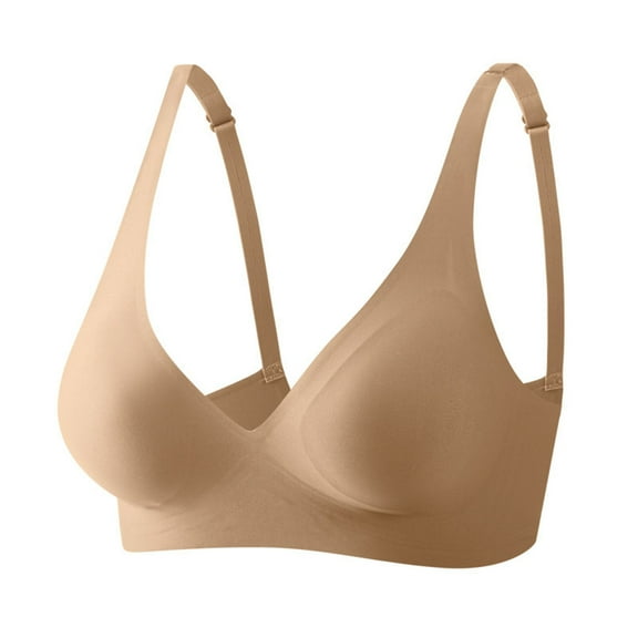 Jkety Women'S Sports Bras Women's No Side Effects Underarm-Smoothing Comfort Wireless Lightly Lined Bra Khaki,2XL