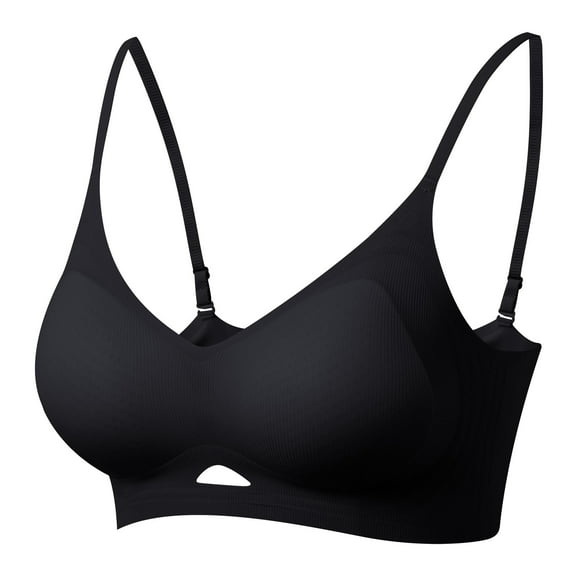 Jkety Women's Bra Unlined Plunge Mesh See Through Sexy Bras Underwire Wireless Bras for Women Black,M