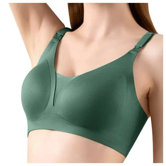Jkety Women's Full Figure Front Closure Bra, Beauty Back Smoothing, Lightly Lined Womens Bras No Underwire Full Support Green,M